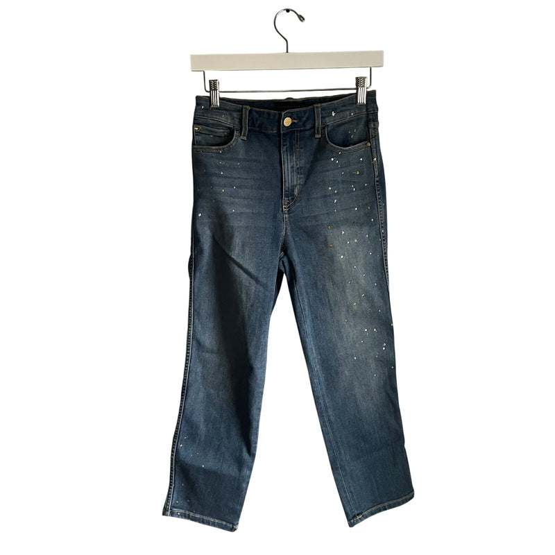 Sanctuary Glitter Splatter Straight leg jeans Blue Modern Straight Crop High Rise sz 27