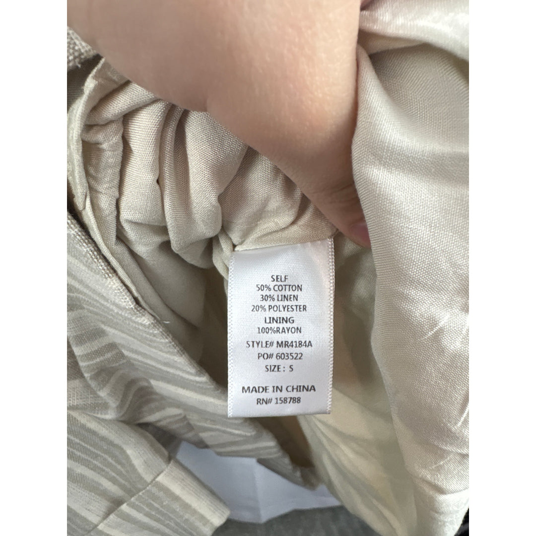 Women’s Mable Small Cream & Beige Striped Sleeveless Romper