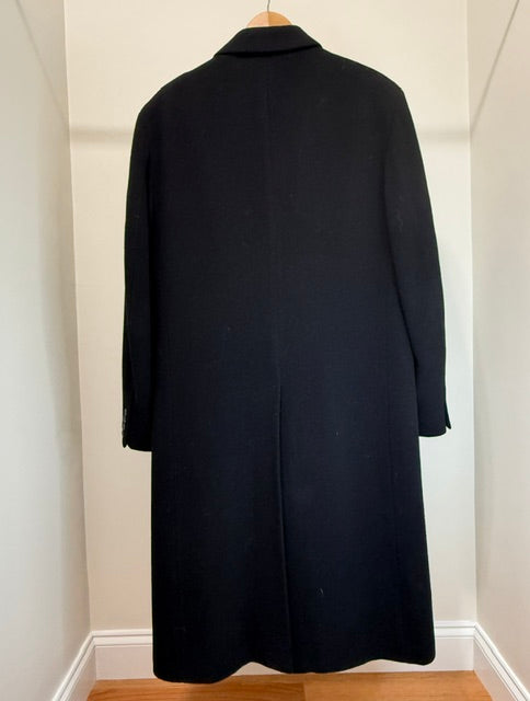Virany Men’s Vintage 100% Wool Double‑Breasted Overcoat – Black, Sz42