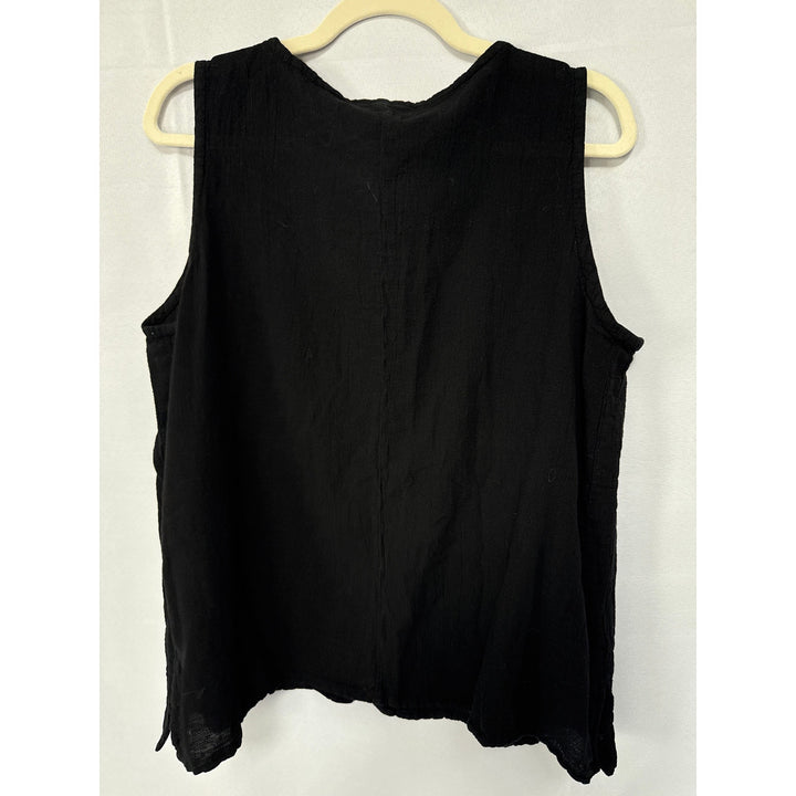 Women’s Oh My Gauze! Black Cotton Tank Top Sz 2