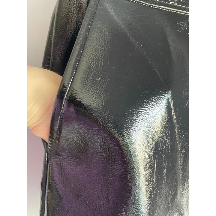 MICHAEL Michael Kors Black Faux Leather Mini Skirt Size 8 Lined 90s Vamp Pockets