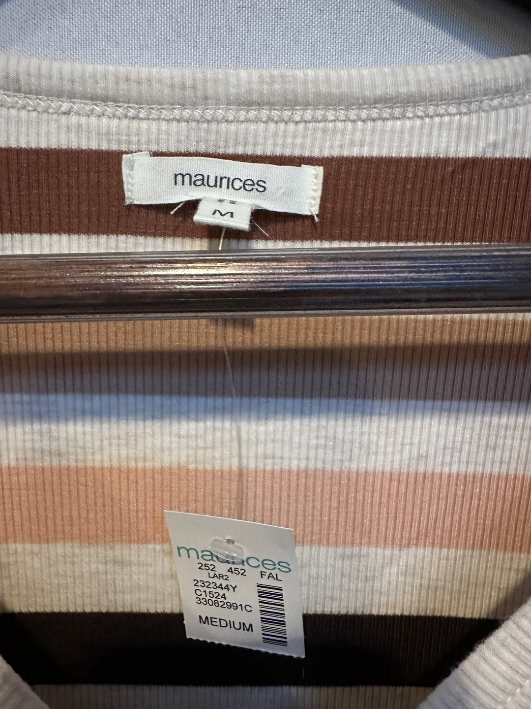 Women’s Maurices Striped Long Sleeve Henry Top Size M