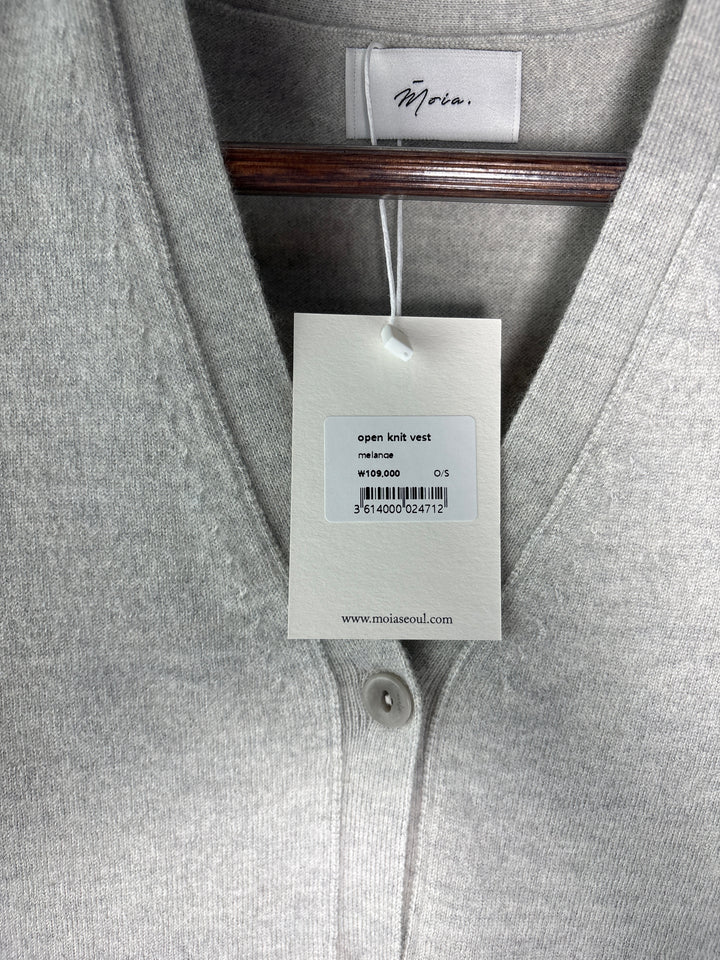 Womens Moia One Size Light Gray Merino Wool Knit Sweater Vest