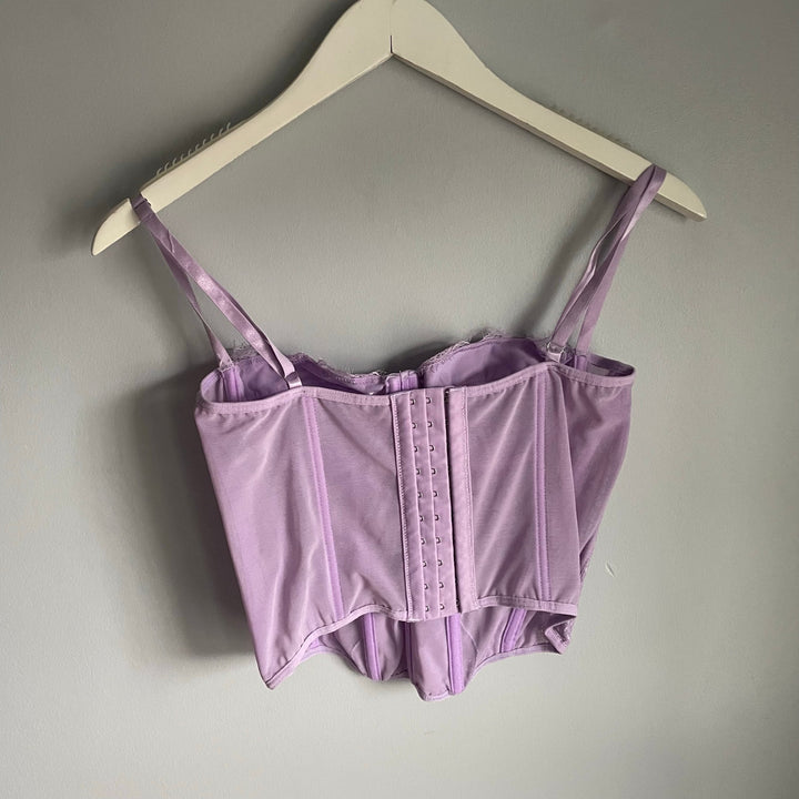 Lilac Purple Fairy Corset Tank Top Lingerie Romantic Coquette Lace size XS