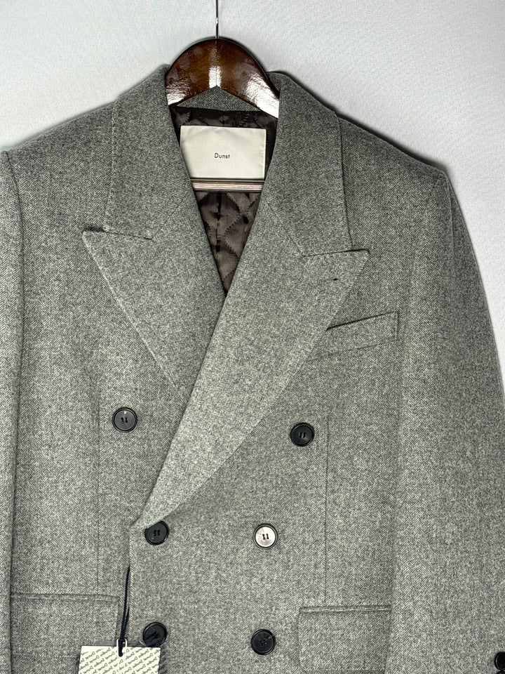 Unisex Dunst XS Light Gray Heavy Wool Double Breasted Blazer