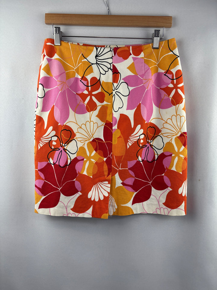 Women’s Grace Dane Lewis Size 10 Pink, White &amp; Orange Floral Pencil Skirt