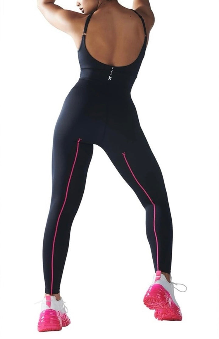 Savage X Fenty Hotline Black Pink Stripe Zipper Jumpsuit Size 1X 16 To 18