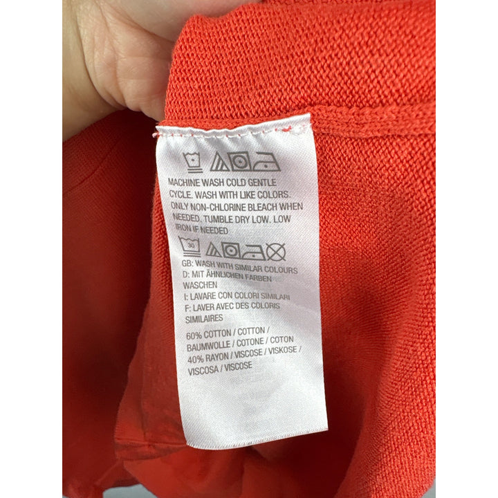 Isaac Mizrahi Live! Womens Coral Cardigan Sweater Medium 3/4 Sleeve Cotton/Rayon Blend Button Front V-Neck Made In China