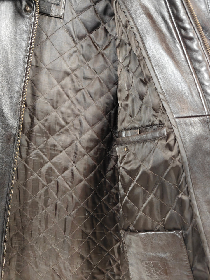 Mens Jos A Bank Genuine Leather Jacket Dark Brown Bomber XXL