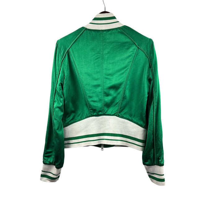 Women’s Armani Exchange XL Green Bomber Jacket w/ White Accents
