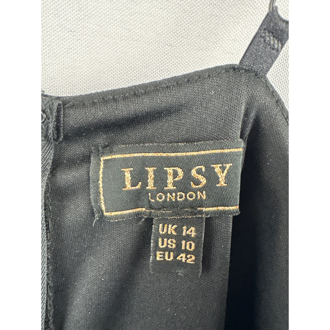 Women’s Lipsy London Size 10 Black w/ Gold Lace Mini Pencil Dress