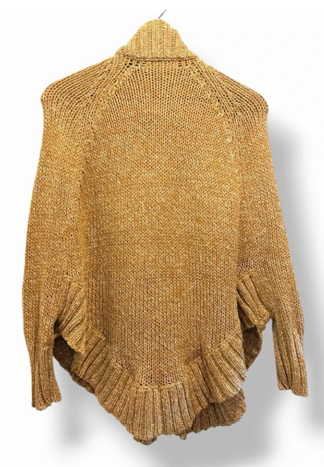 Michael Kors Chunky Knit Toggle Cardigan Cape XS Oversized Zip Quiet Luxury