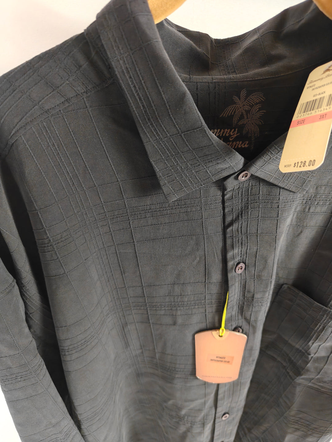 Mens Tommy Bahama Silk Button Up Shirt Black 3XL