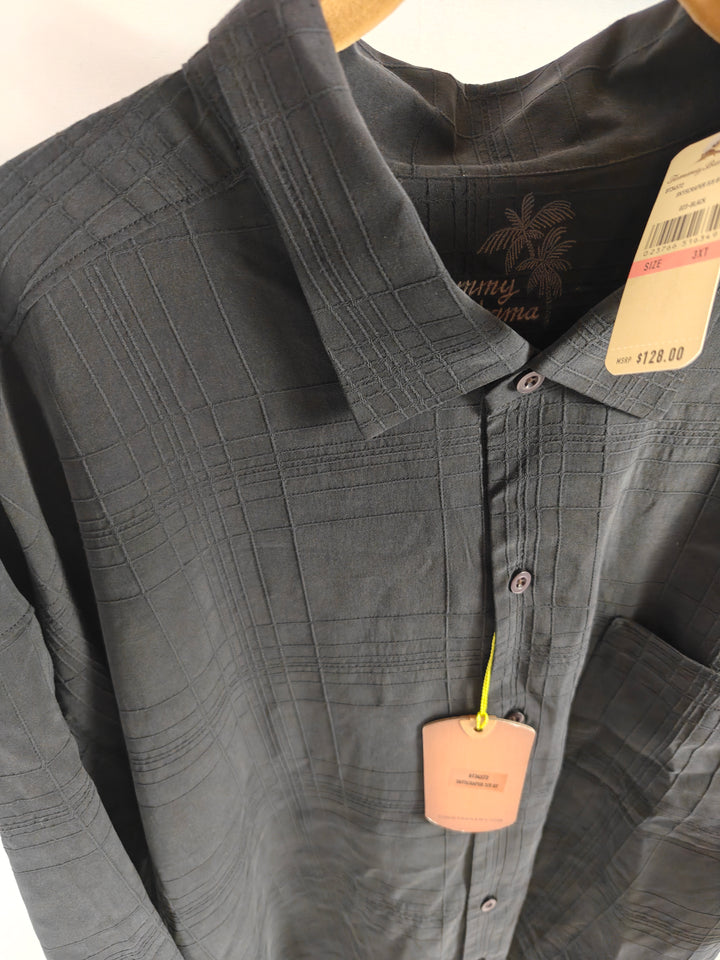 Mens Tommy Bahama Silk Button Up Shirt Black 3XL