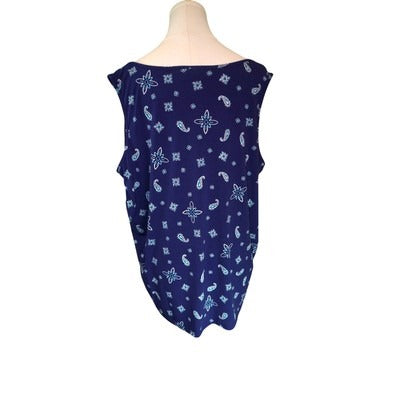 Women's Belle Blue Pattern Tank Top - Size XL