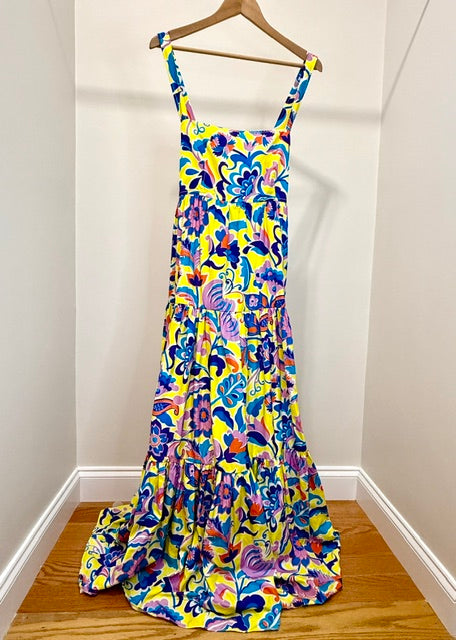 J.Crew Tiered Taffeta Floral Maxi Dress Sz14 NWT