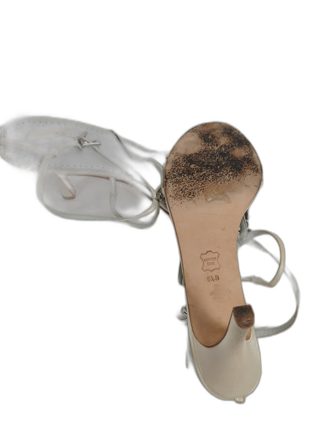 Women Grazia Rhinestone Heeled Sandals Ivory Size 9.5B