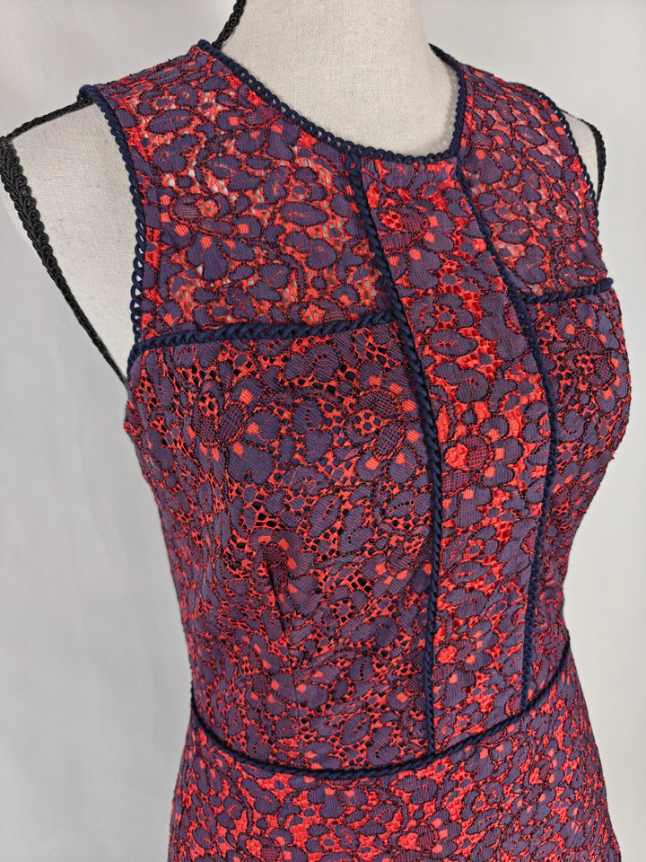 Womens Parker Nerissa Lace Dress Red Navy Size S
