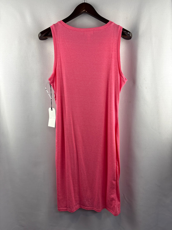 Women’s Leith Large Bright Pink Ruched Midi Bodycon Dress