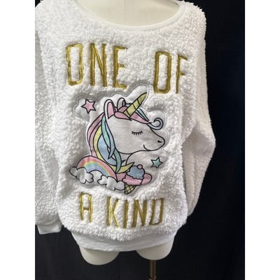 Women’s Snooze Button Unicorn Graphic Sweater Sz L