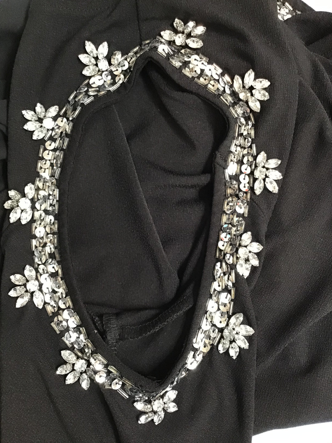 Women’s INC Black Bejeweled Cold Shoulder Blouse Size Medium