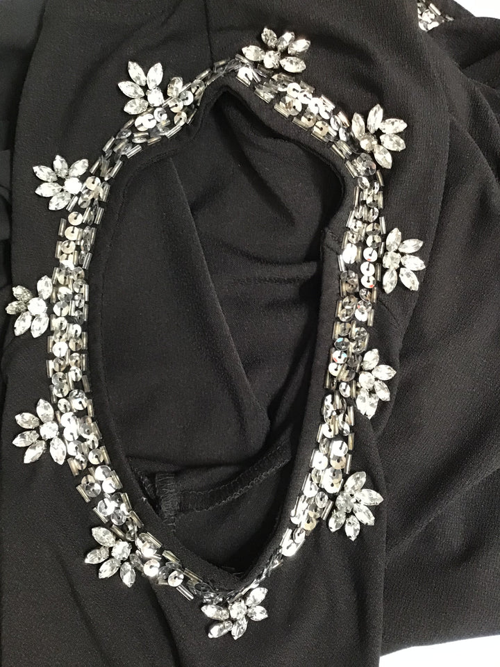 Women’s INC Black Bejeweled Cold Shoulder Blouse Size Medium