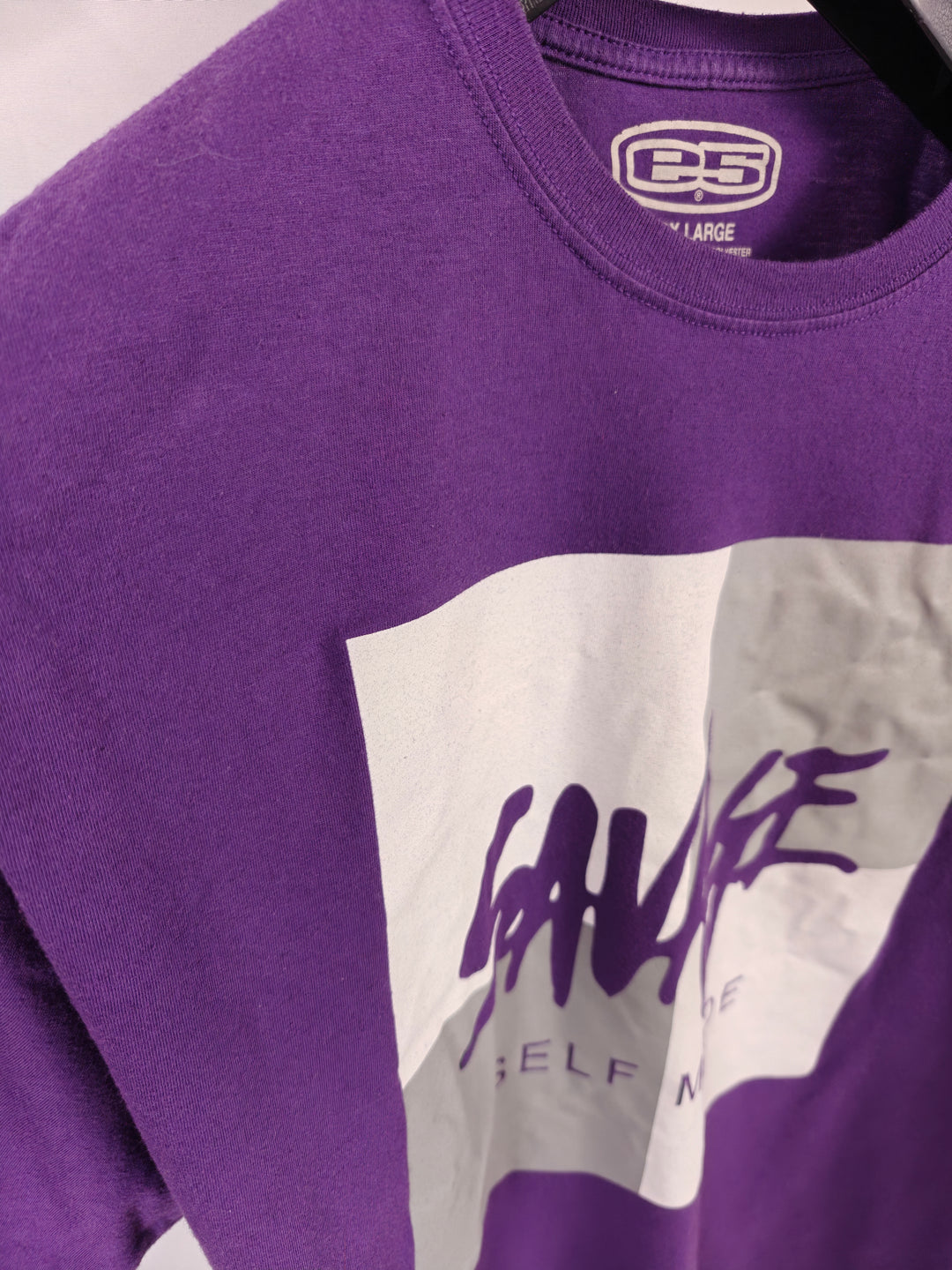 Mens E5 Savage Self Made Graphic T Shirt Purple Size 2XL