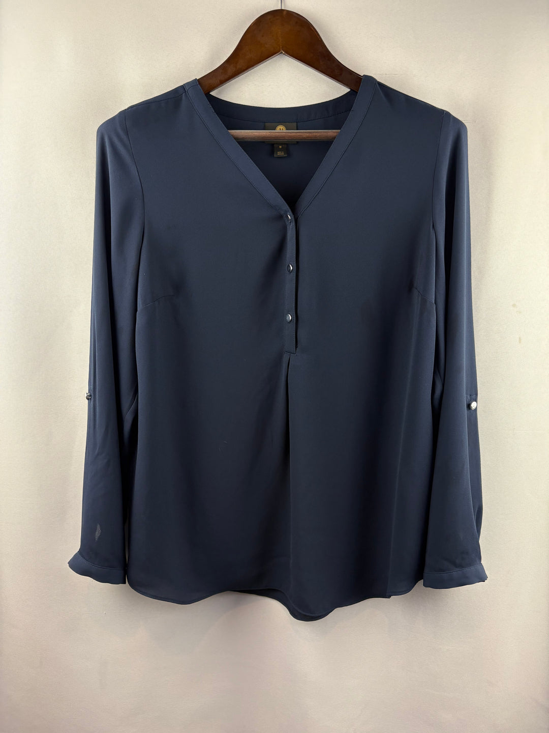 Women’s JM Collection Medium Dark Navy Blouse w/ Silver Buttons