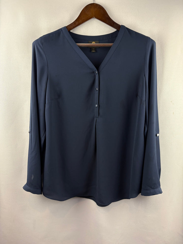 Women’s JM Collection Medium Dark Navy Blouse w/ Silver Buttons