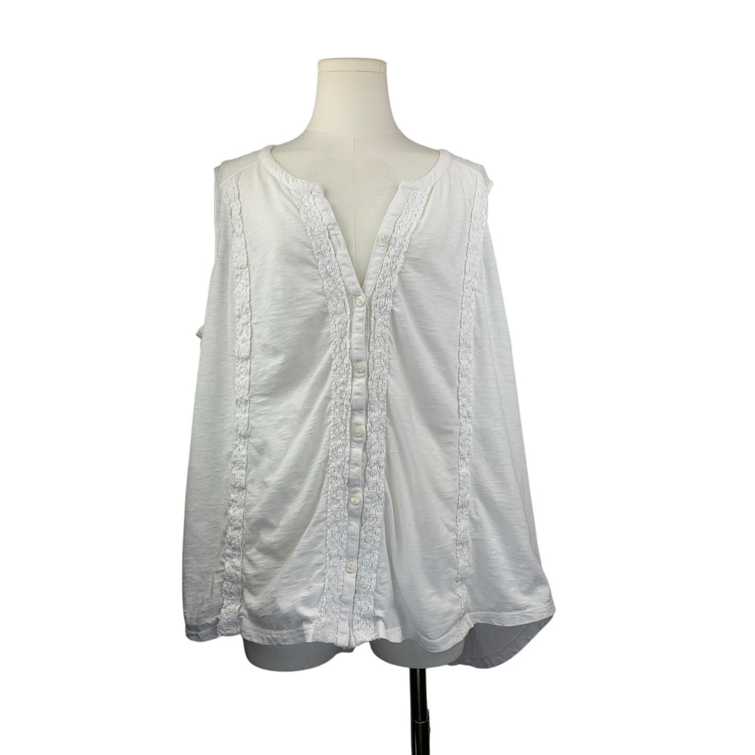 Women's Style& Co. White Button Up Blouse, 100% Cotton - Size 2X