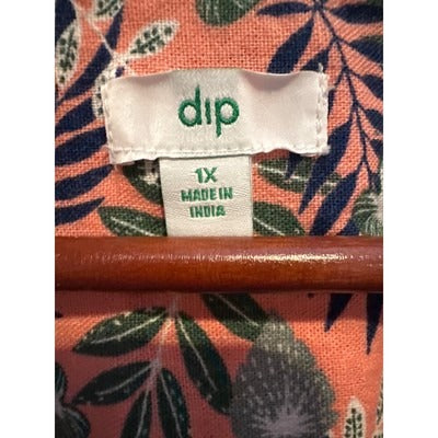 Women’s Plus Size DIP Crop Tie Tank Blouse Pink Floral Size 1X
