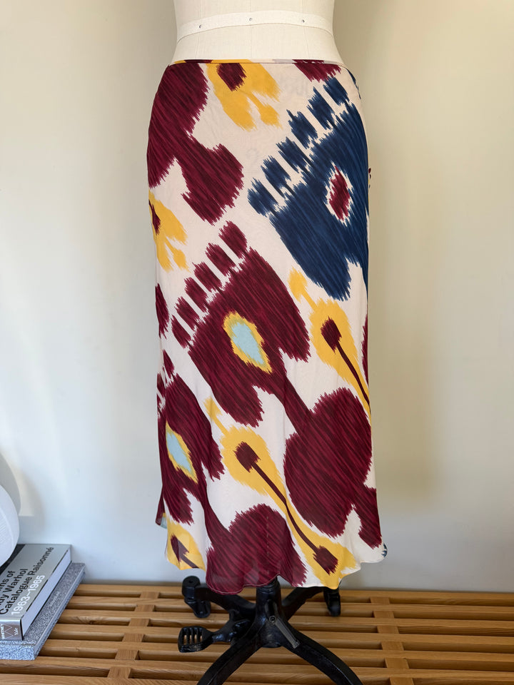 Archival Christian Dior by John Galliano Silk Abstract Print Bias Midi Skirt