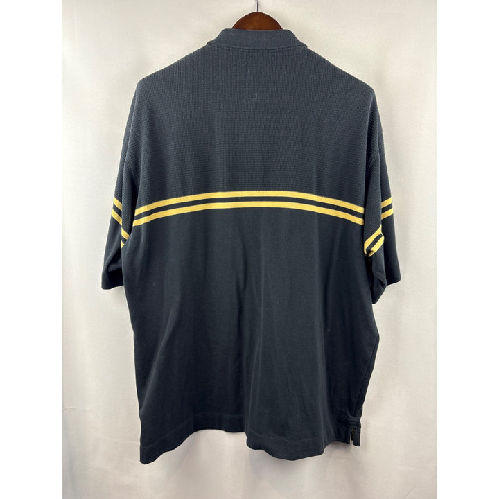 Men’s Cutter & Buck Large Black Polo Shirt w/ Tan Double Stripe