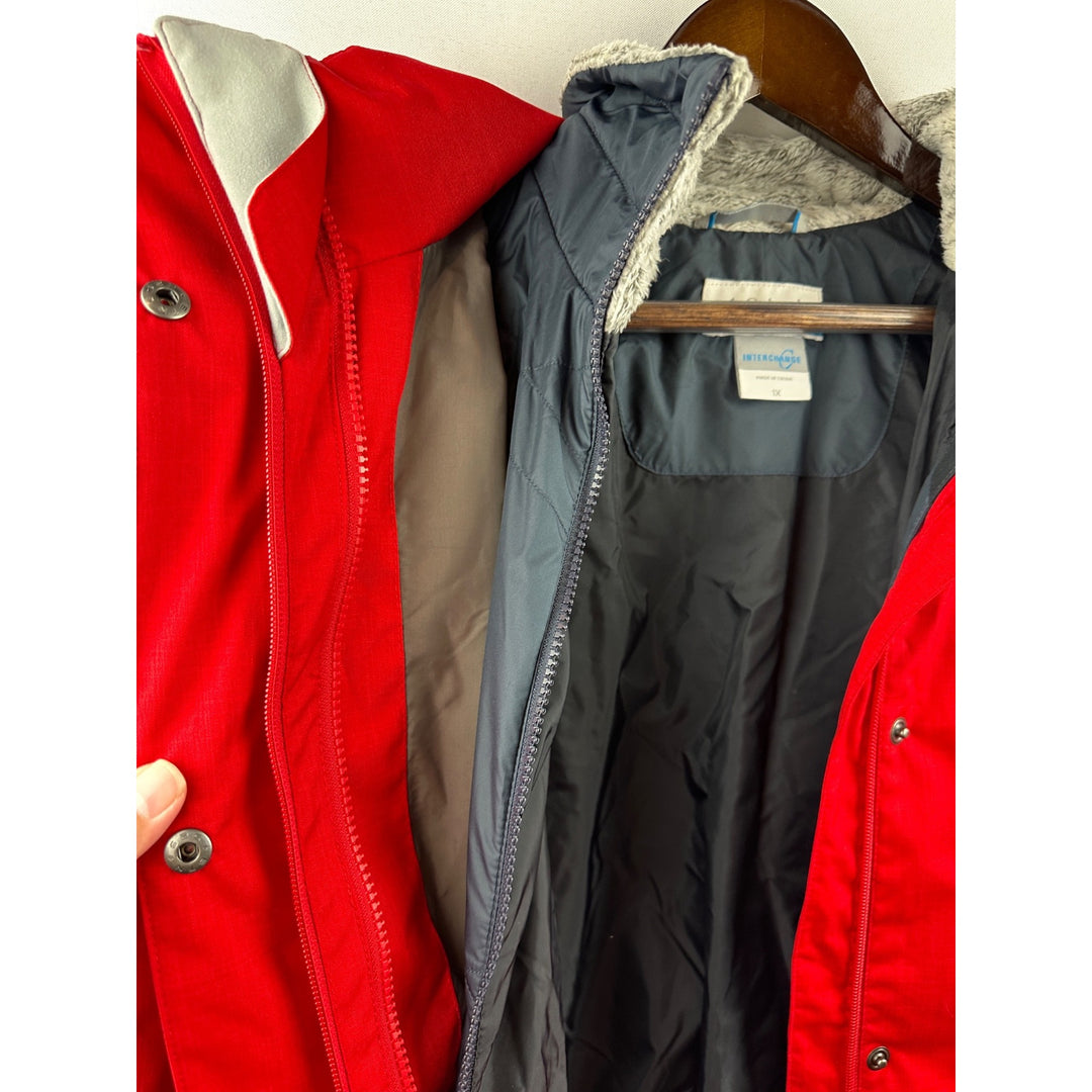 Women’s Columbia Interchange Winter Coat, Red Size 1X Hooded