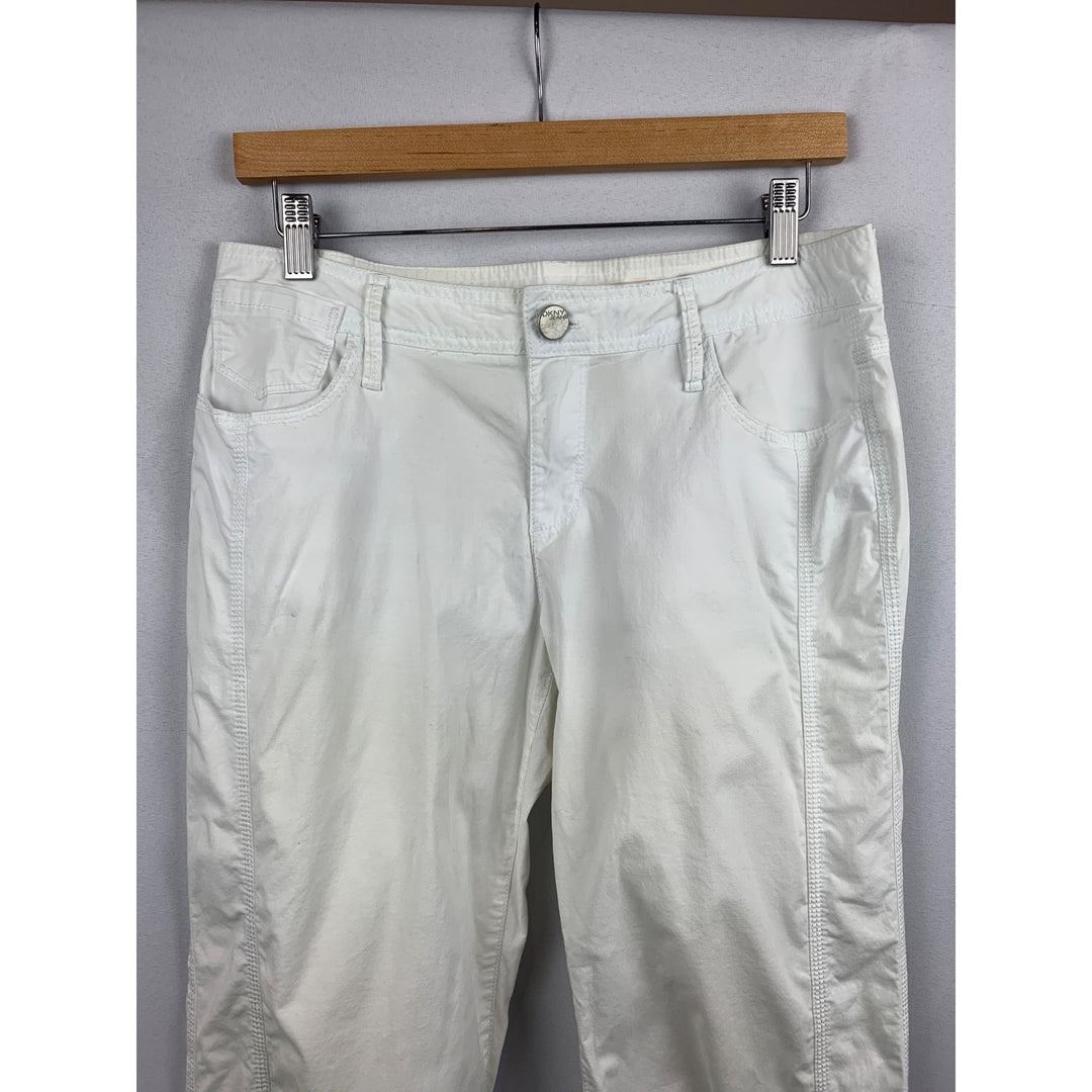 DKNY Jeans Womens White Drawstring Hem Pants Size 8