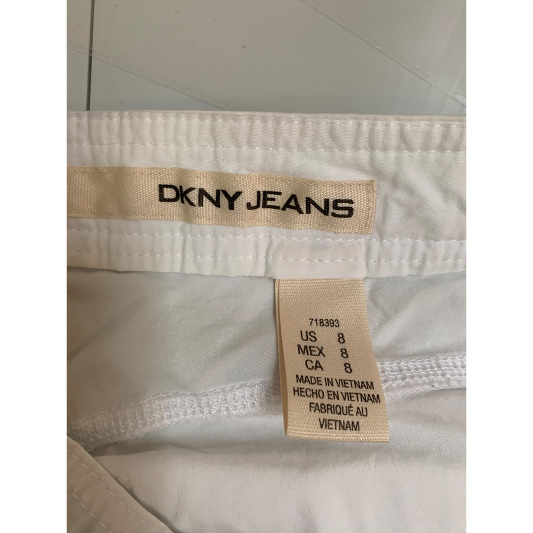 DKNY Jeans Womens White Drawstring Hem Pants Size 8