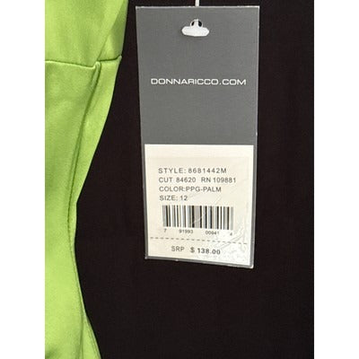 Women’s Donna Ricco Green V-cut Pleated Pencil Dress Sz 12