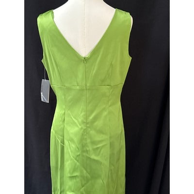 Women’s Donna Ricco Green V-cut Pleated Pencil Dress Sz 12