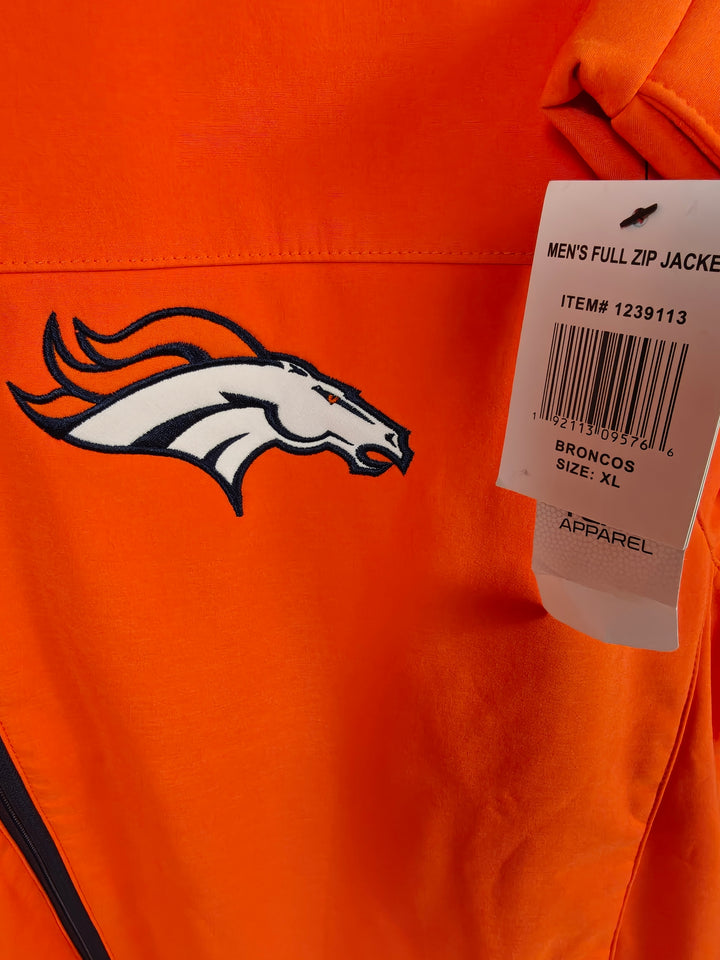 Mens NFL Denver Broncos Softshell Jacket Orange Full Zip XL New With Tags