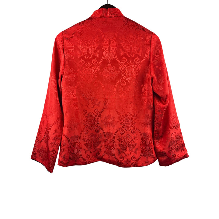 Women’s Large Reversible Red & Black Kimono Style Blouse w/ Ornate Pattern
