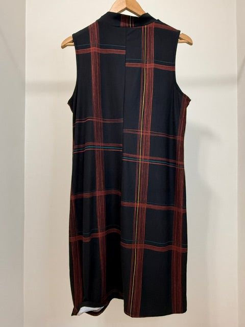 Apt. 9 Mock Neck Plaid A-Line Dress Black Brown Blue SzL