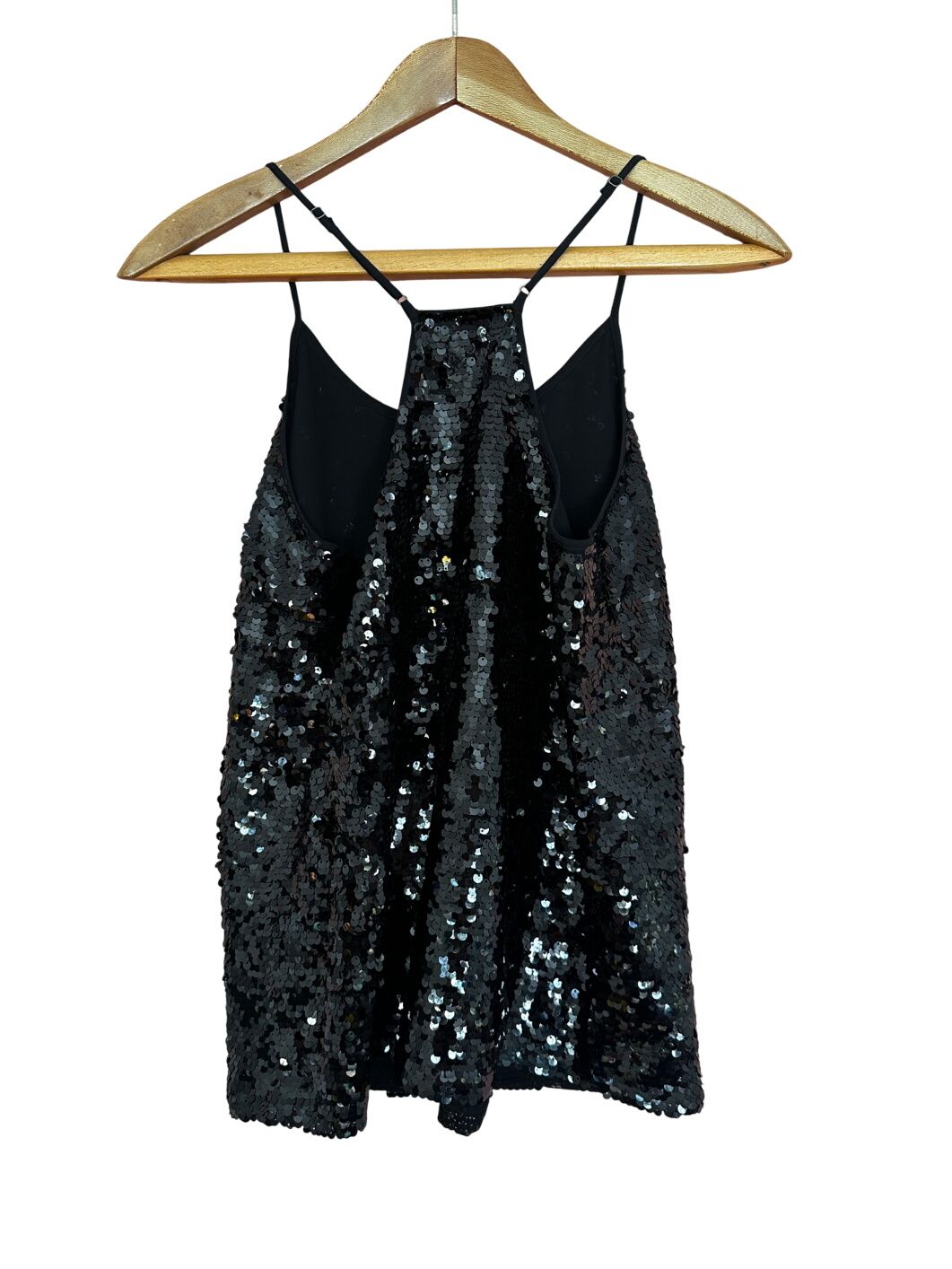 JCrew Black Sequin Camisole Racerback Strappy Party Top