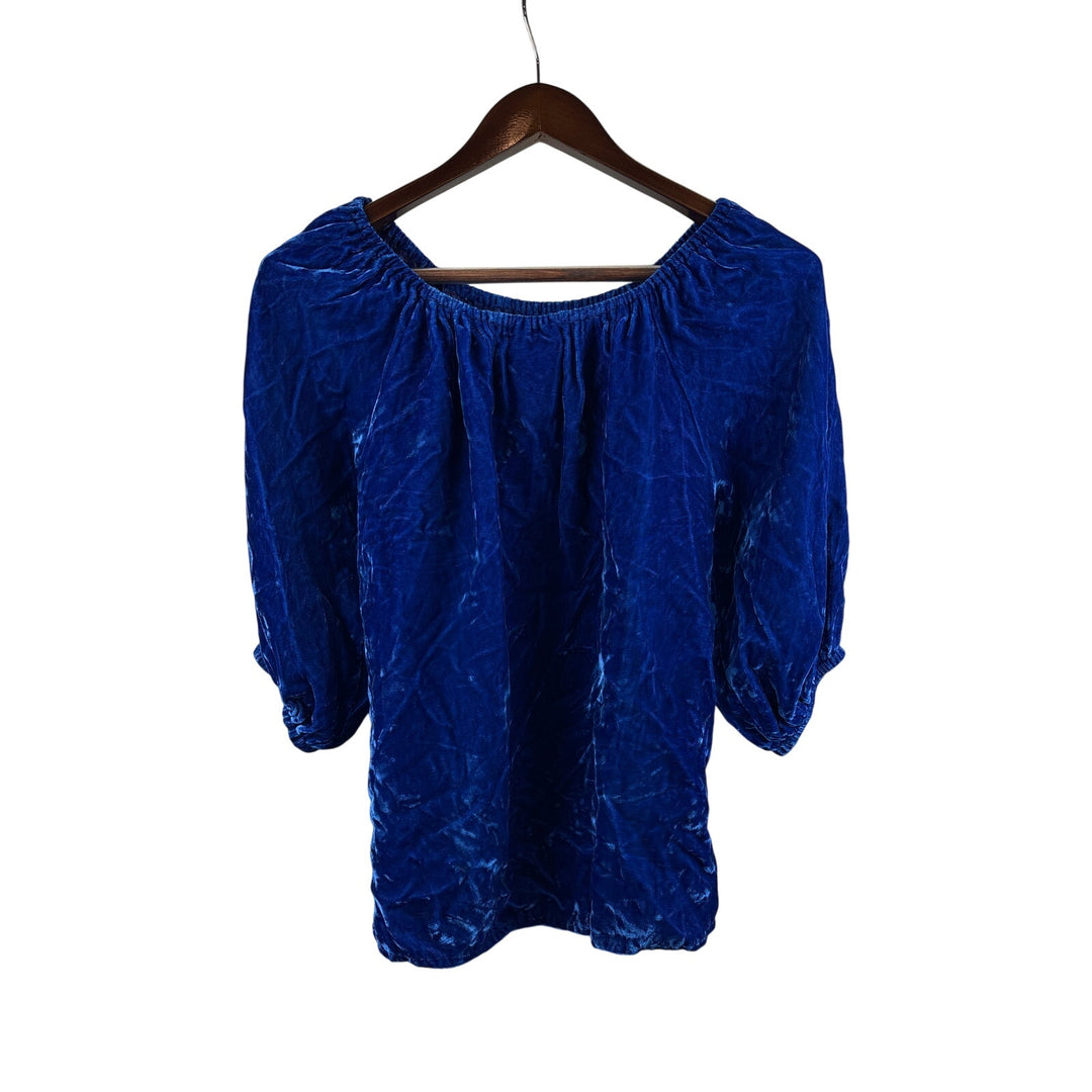 Women’s A Casa de Santa Fe Original Royal Blue Velvet Off the Shoulder Blouse