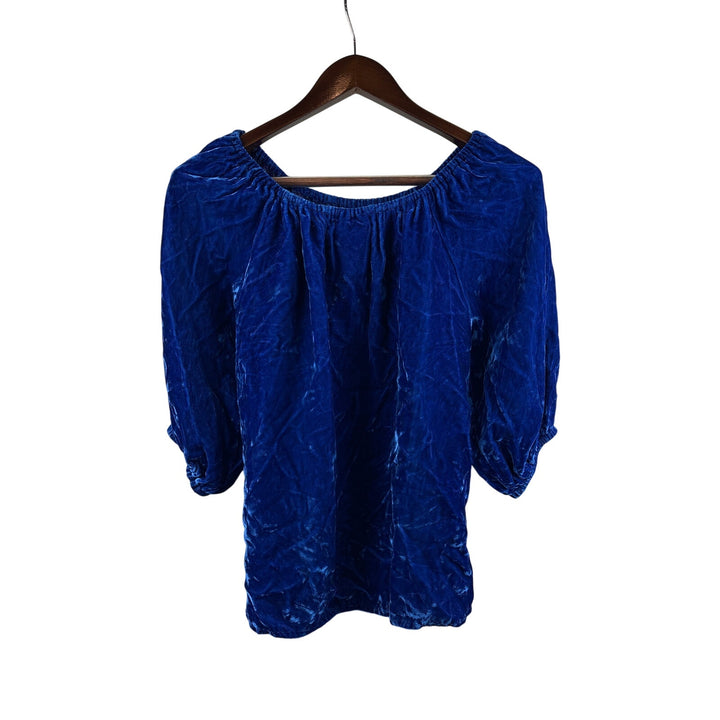 Women’s A Casa de Santa Fe Original Royal Blue Velvet Off the Shoulder Blouse