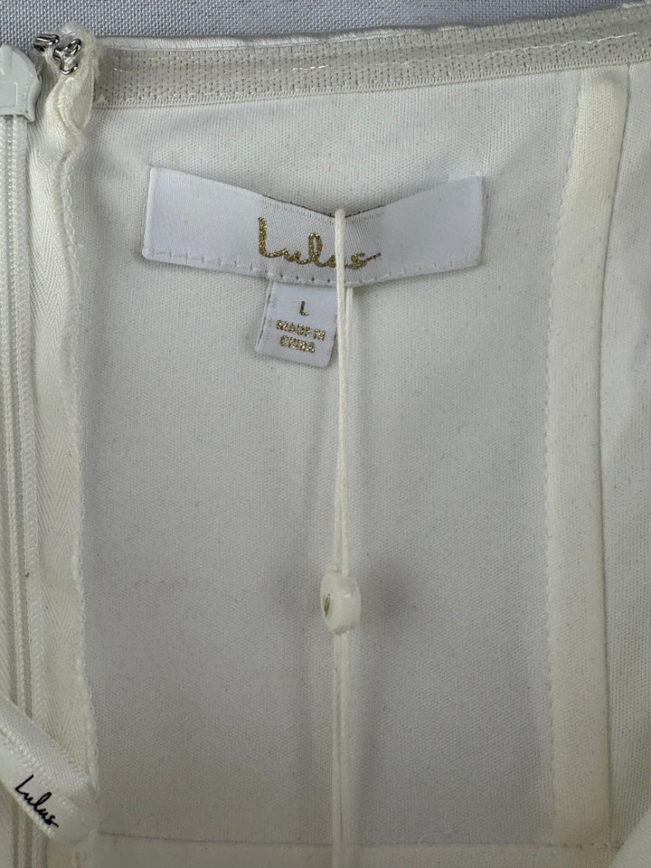 Women’s Lulus Large White Satin Sleeveless Formal Dress
