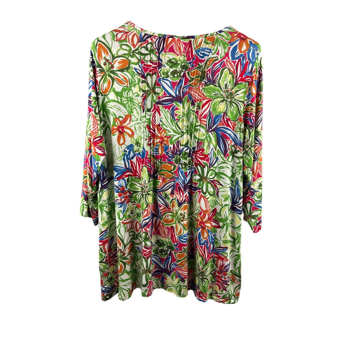 Women’s Belle Kim Graver 1X Floral Patterned 3/4 Sleeve Blouse