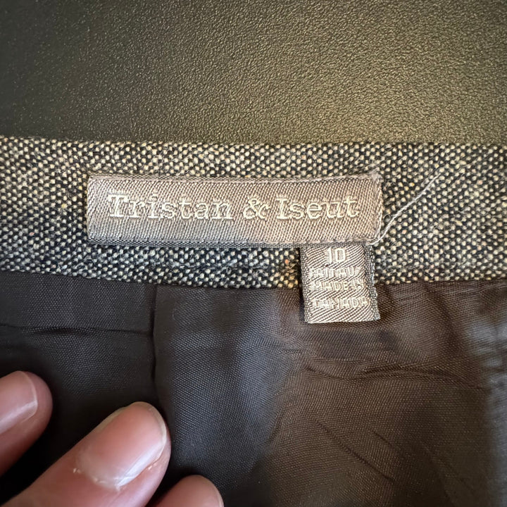 Tristan & Iseut Gray Tweed Maxi-Length Flared Skirt, Elegant Piece, Size 10