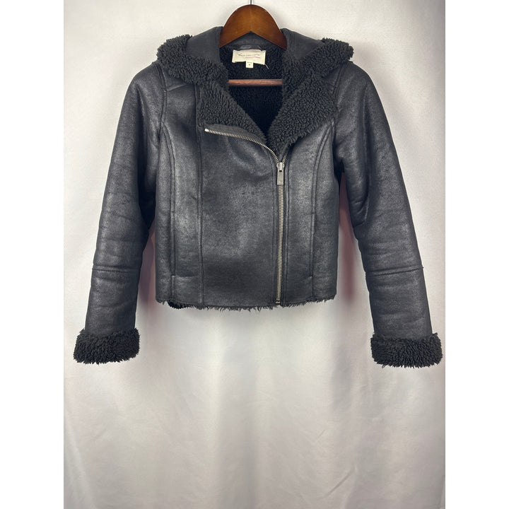 Women’s Two by Vince Camuto XS Black Suede Fur Lined Coat
