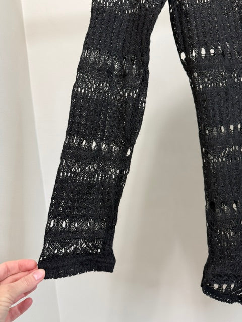 Seven til Midnight Black Crochet Body Suit SzXL