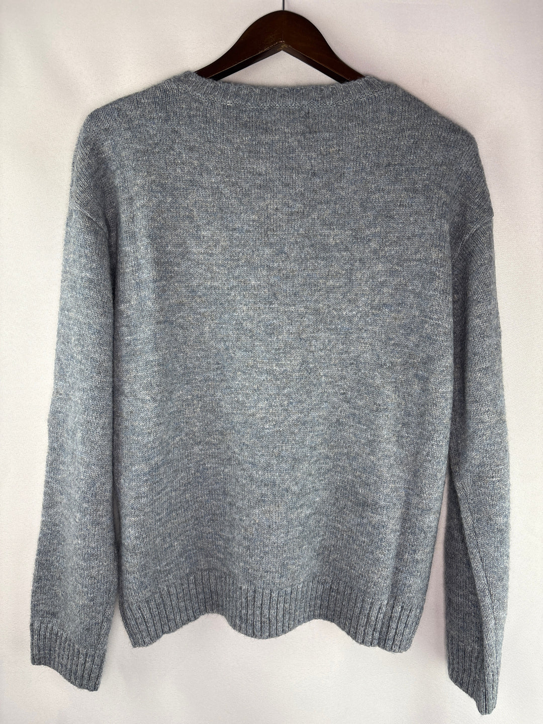 Moia Womens Blue Gray Alpaca Wool Blend Crewneck Sweater One Size